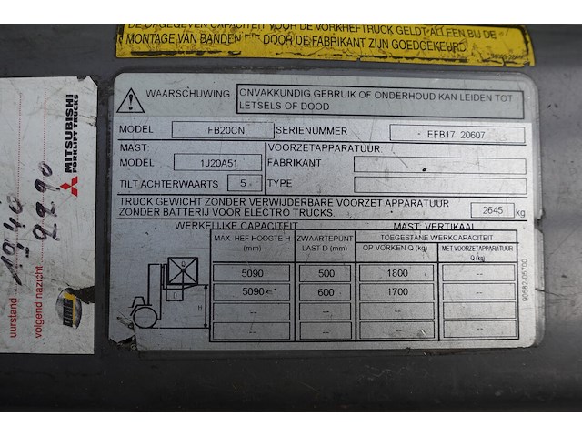 Elektrische heftruck mitsubishi - afbeelding 13 van  16