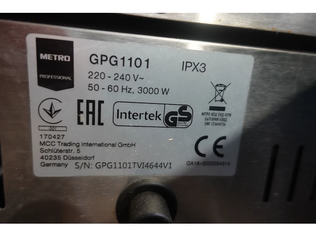 Elektrische inox bakplaat metro - afbeelding 5 van  5