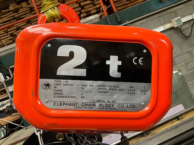 Elektrische kettingtakel elephant fbh 2000kg - afbeelding 9 van  11