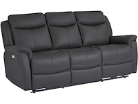 Elektrische koeienleer 3-zits relax bank - antracietgrijs - afbeelding 3 van  10
