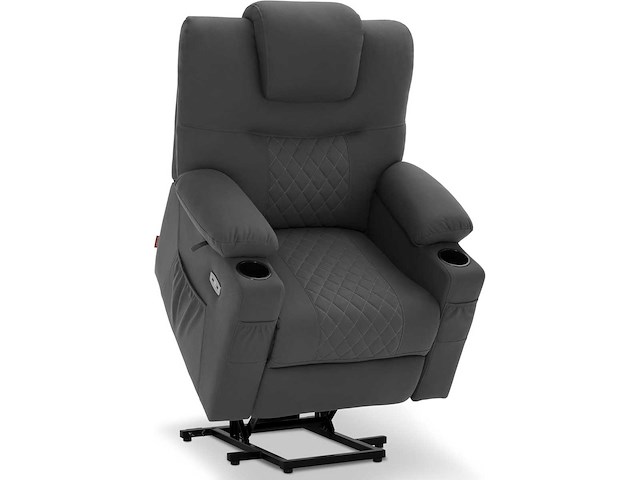 Elektrische lift tv-stoel, ontspan met chaise longue, massage en verwarming, 2 motoren, microvezel - afbeelding 1 van  5