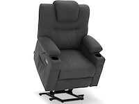 Elektrische lift tv-stoel, ontspan met chaise longue, massage en verwarming, 2 motoren, microvezel