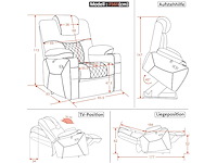 Elektrische lift tv-stoel, ontspan met chaise longue, massage en verwarming, 2 motoren, microvezel