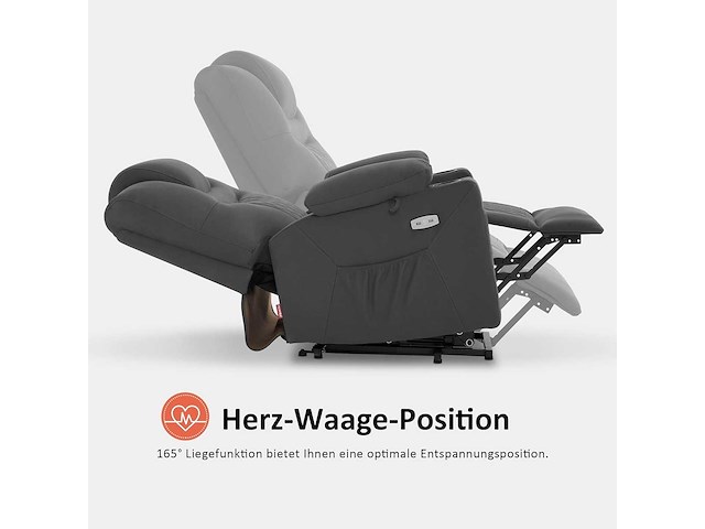 Elektrische lift tv-stoel, ontspan met chaise longue, massage en verwarming, 2 motoren, microvezel - afbeelding 8 van  10