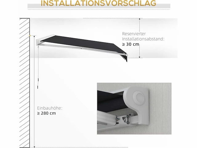 Elektrische luifel 4 x 3 m met gearticuleerde arm, met krukas, afstandsbediening, wandmontage, zonnescherm - afbeelding 4 van  9