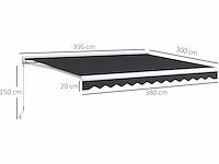 Elektrische luifel 4 x 3 m met gearticuleerde arm, met krukas, afstandsbediening, wandmontage, zonnescherm - afbeelding 5 van  9