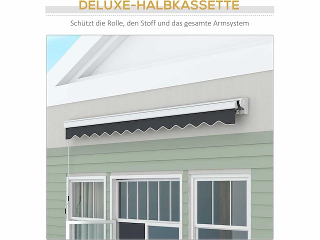 Elektrische luifel 4 x 3 m met gearticuleerde arm, met krukas, afstandsbediening, wandmontage, zonnescherm - afbeelding 6 van  9