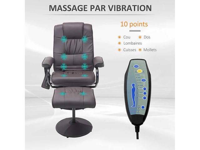 Elektrische massage- en ontspanningstoel met elektrische stoel met synthetische voetsteunchocolade - afbeelding 5 van  8