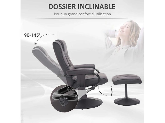 Elektrische massage- en ontspanningstoel met elektrische stoel met synthetische voetsteunchocolade - afbeelding 6 van  8