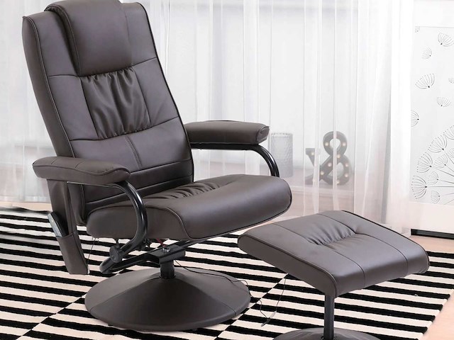 Elektrische massage- en ontspanningstoel met elektrische stoel met synthetische voetsteunchocolade - afbeelding 1 van  8