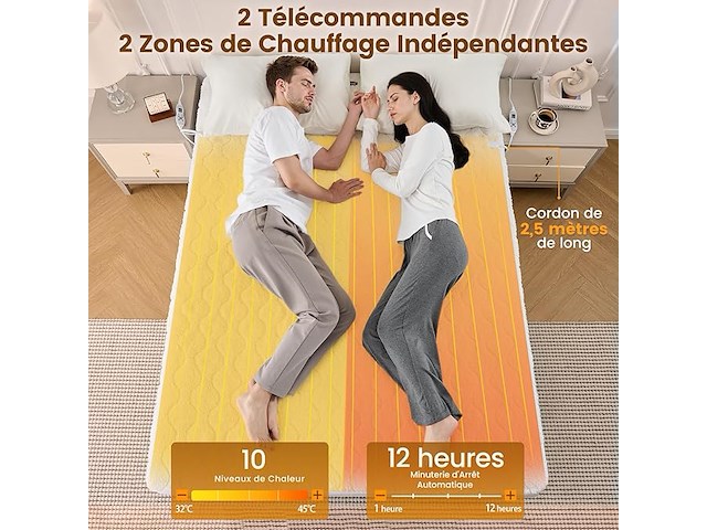 Elektrische matrastopper bearhug in crèmekleur, 135 x 190 cm - afbeelding 5 van  5