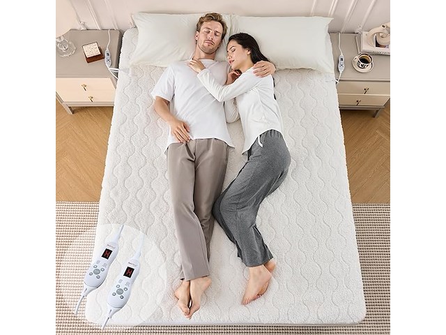 Elektrische matrastopper bearhug in crèmekleur, 150 x 200 cm - afbeelding 1 van  5