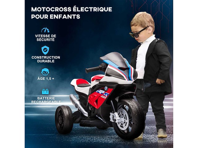 Elektrische motorfiets voor kinderen 3 wielen 6 v 2,5 km/u muziek usb-interface - afbeelding 4 van  5