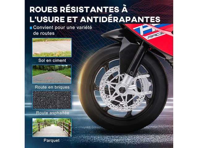 Elektrische motorfiets voor kinderen 3 wielen 6 v 2,5 km/u muziek usb-interface - afbeelding 5 van  5