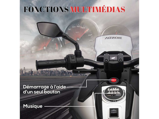 Elektrische motorfiets voor kinderen, honda ride-on motorfiets voor kinderen van 3 tot 6 jaar - afbeelding 8 van  11