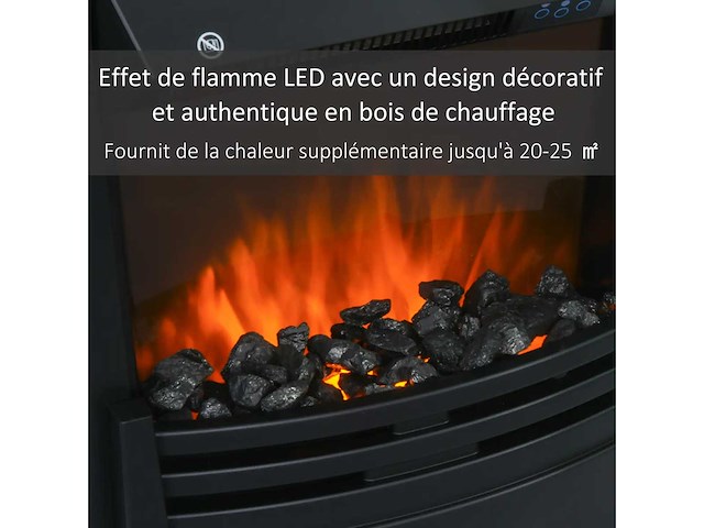 Elektrische open haard grote grootte instelbaar vermogen 1000-2000w led vlameffect - afbeelding 4 van  5