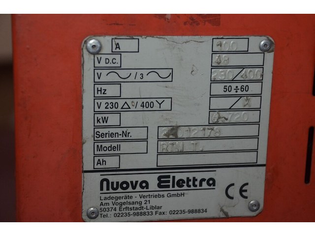 Elektrische palletwagen pro linde t18 met lader, serienummer w4x360u06317, bouwjaar 2007 met lader , batterijlader nuova elettra serienummer 22012178 - afbeelding 7 van  12