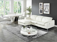 Elektrische relax hoekbank in buffelleer - ivoor - linker hoek - afbeelding 1 van  7