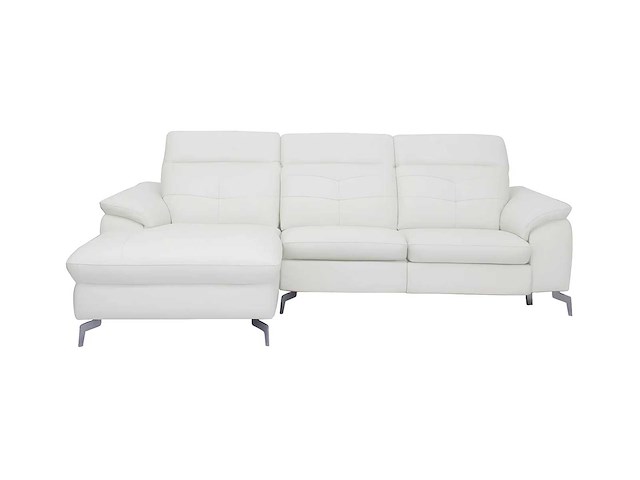 Elektrische relax hoekbank in buffelleer - ivoor - linker hoek - afbeelding 3 van  7