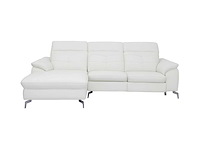 Elektrische relax hoekbank in buffelleer - ivoor - linker hoek - afbeelding 3 van  7