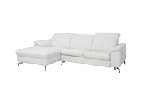 Elektrische relax hoekbank in buffelleer - ivoor - linker hoek - afbeelding 4 van  7