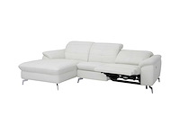 Elektrische relax hoekbank in buffelleer - ivoor - linker hoek - afbeelding 5 van  7