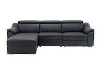 Elektrische relax hoekbank in zwart bovenleer - linkerhoek - afbeelding 4 van  7