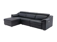 Elektrische relax hoekbank in zwart bovenleer - linkerhoek - afbeelding 5 van  7