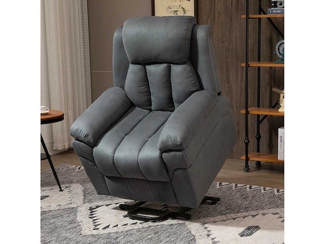 Elektrische relaxstoel met slaap- en leunfunctie, hefstoel, relaxstoel met wake-up assist, grijs - afbeelding 1 van  7
