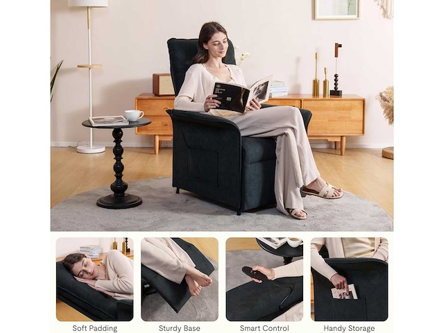 Elektrische relaxstoel, relaxstoel met rugleuning verstelbaar 105°-155° - afbeelding 8 van  9