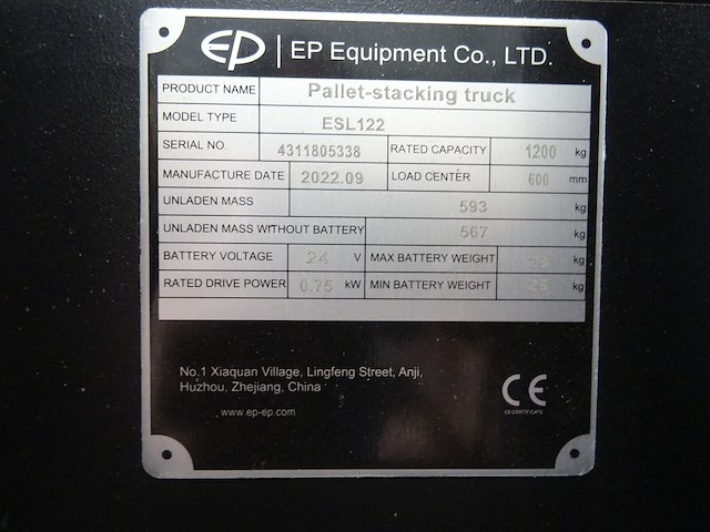 Elektrische stapelaar ep equipment - afbeelding 9 van  13