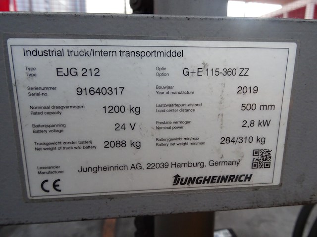 Elektrische stapelaar jungheinrich - afbeelding 13 van  16