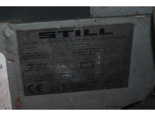 Elektrische transpallet still, ecu15c, bj 2018 - afbeelding 2 van  2