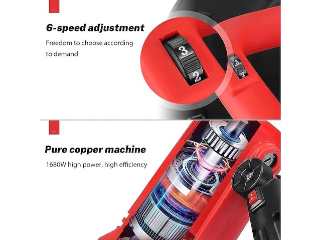 Elektrische troffel, gecoate gladder, 1680w wandschuurmachine, 1 tot 6 versnellingen regeling - afbeelding 3 van  9