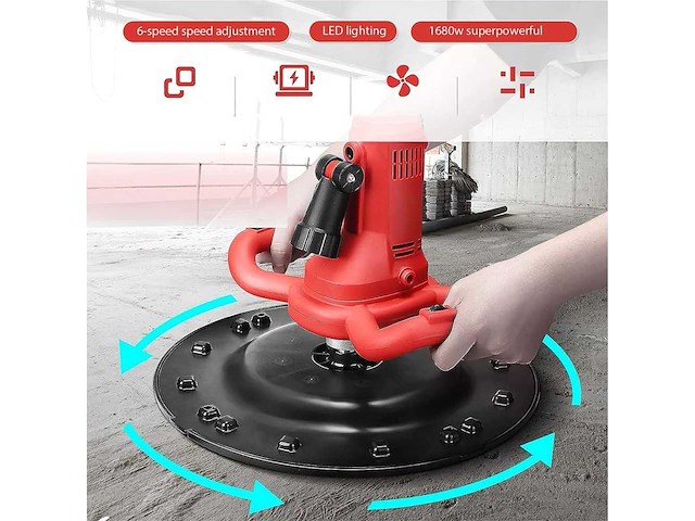 Elektrische troffel, gecoate gladder, 1680w wandschuurmachine, 1 tot 6 versnellingen regeling - afbeelding 4 van  9