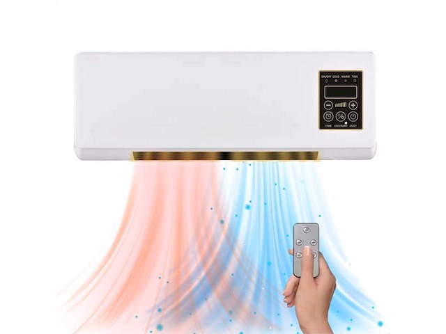 Elektrische ventilator en verwarming – 1200w – ventilatorkachel met timer en afstandsbediening – kachel voor wandmontage met instelbare thermostaat – 2-in-1 verwarmen & koelen - 2026 model - afbeelding 1 van  6