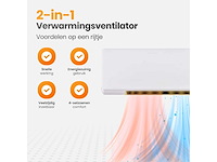 Elektrische ventilator en verwarming – 1200w – ventilatorkachel met timer en afstandsbediening – kachel voor wandmontage met instelbare thermostaat – 2-in-1 verwarmen & koelen - 2026 model - afbeelding 2 van  6