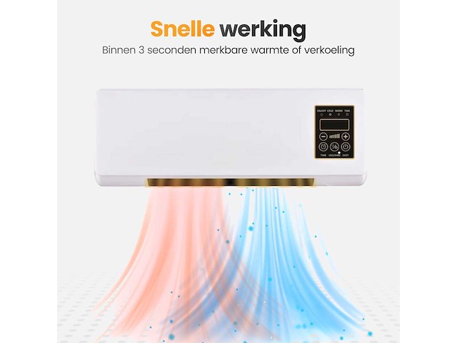 Elektrische ventilator en verwarming – 1200w – ventilatorkachel met timer en afstandsbediening – kachel voor wandmontage met instelbare thermostaat – 2-in-1 verwarmen & koelen - 2026 model - afbeelding 3 van  6