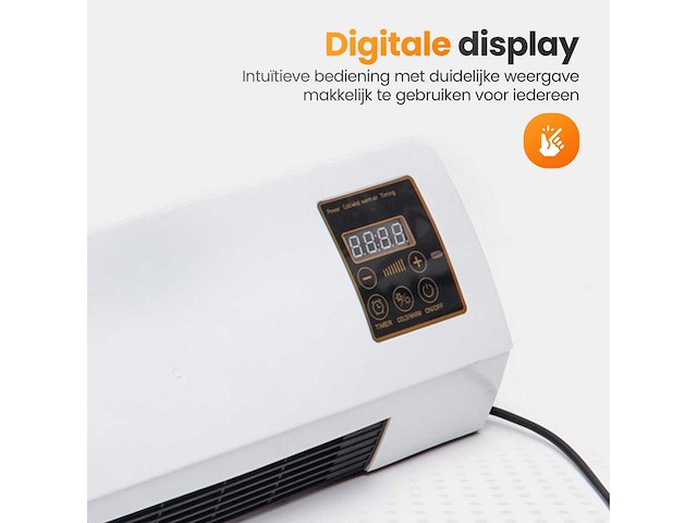 Elektrische ventilator en verwarming – 1200w – ventilatorkachel met timer en afstandsbediening – kachel voor wandmontage met instelbare thermostaat – 2-in-1 verwarmen & koelen - 2026 model - afbeelding 4 van  6