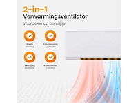 Elektrische ventilator en verwarming – 1200w – ventilatorkachel met timer en afstandsbediening – kachel voor wandmontage met instelbare thermostaat – 2-in-1 verwarmen & koelen - 2026 model (4x) - afbeelding 2 van  7