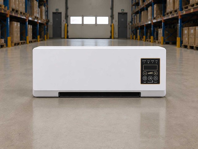 Elektrische ventilator en verwarming – 1200w – ventilatorkachel met timer en afstandsbediening – kachel voor wandmontage met instelbare thermostaat – 2-in-1 verwarmen & koelen - 2026 model - afbeelding 1 van  7