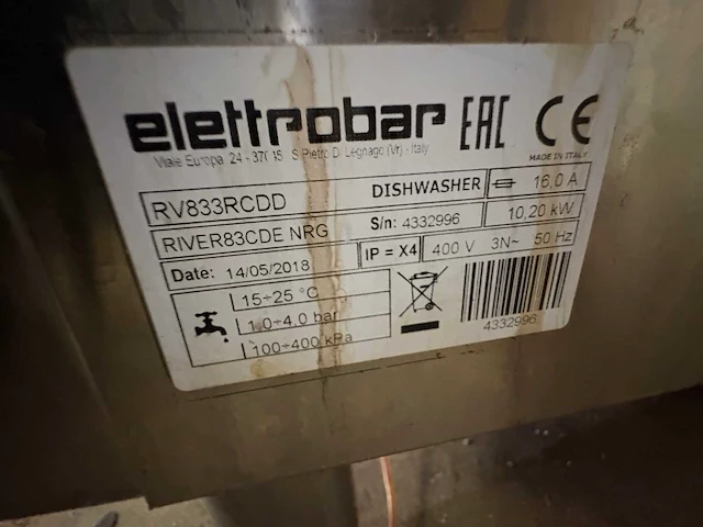 Elettrobar horeca vaatwasser - river83cde - dishwasher - afbeelding 6 van  6