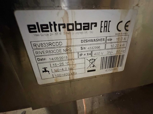 Elettrobar horeca vaatwasser - river83cde - dishwasher - afbeelding 1 van  1