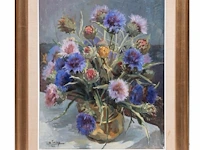 Ellen de tombay (1918-1998), two flower still lifes and a landscape, oil on canvas smallest 36 x 27 cm. (14.16 x 10.63 in.), biggest 65 x 55 cm. (25.58 x 21.64 in.) - afbeelding 11 van  17
