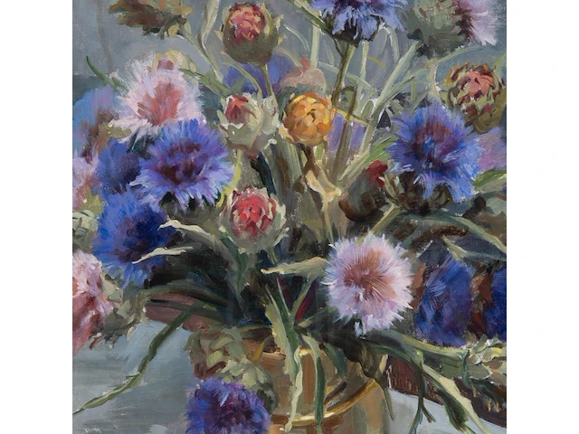 Ellen de tombay (1918-1998), two flower still lifes and a landscape, oil on canvas smallest 36 x 27 cm. (14.16 x 10.63 in.), biggest 65 x 55 cm. (25.58 x 21.64 in.) - afbeelding 15 van  17