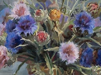 Ellen de tombay (1918-1998), two flower still lifes and a landscape, oil on canvas smallest 36 x 27 cm. (14.16 x 10.63 in.), biggest 65 x 55 cm. (25.58 x 21.64 in.) - afbeelding 15 van  17