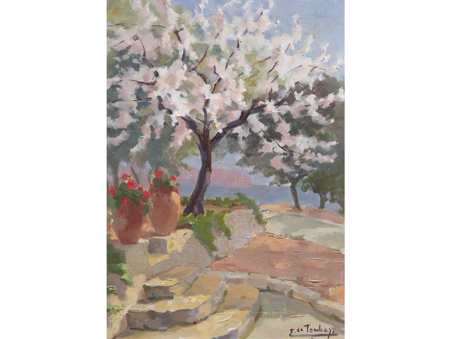 Ellen de tombay (1918-1998), two flower still lifes and a landscape, oil on canvas smallest 36 x 27 cm. (14.16 x 10.63 in.), biggest 65 x 55 cm. (25.58 x 21.64 in.) - afbeelding 16 van  17
