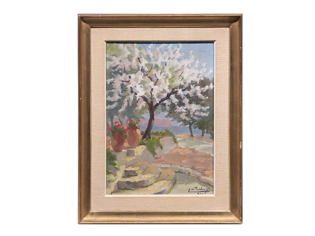 Ellen de tombay (1918-1998), two flower still lifes and a landscape, oil on canvas smallest 36 x 27 cm. (14.16 x 10.63 in.), biggest 65 x 55 cm. (25.58 x 21.64 in.) - afbeelding 17 van  17