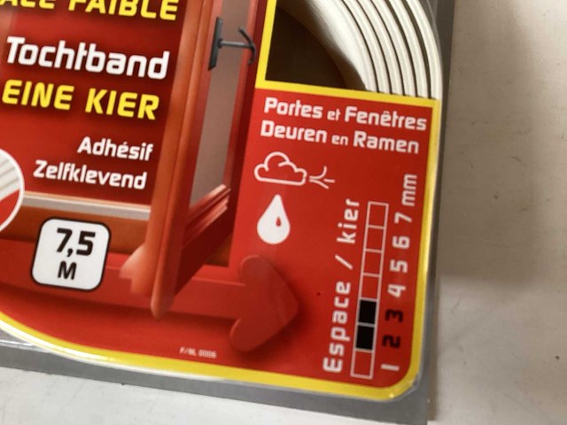 Ellen tochtband, wit, rol 7,5 meter (128x) - afbeelding 2 van  5