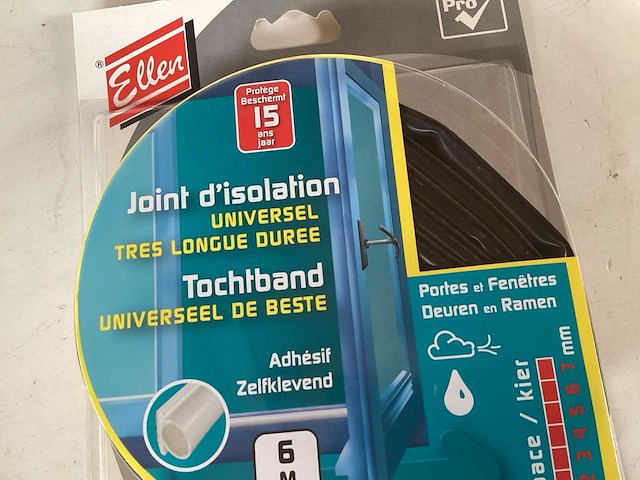 Ellen tochtband, zwart, rol 6 meter (120x) - afbeelding 3 van  6